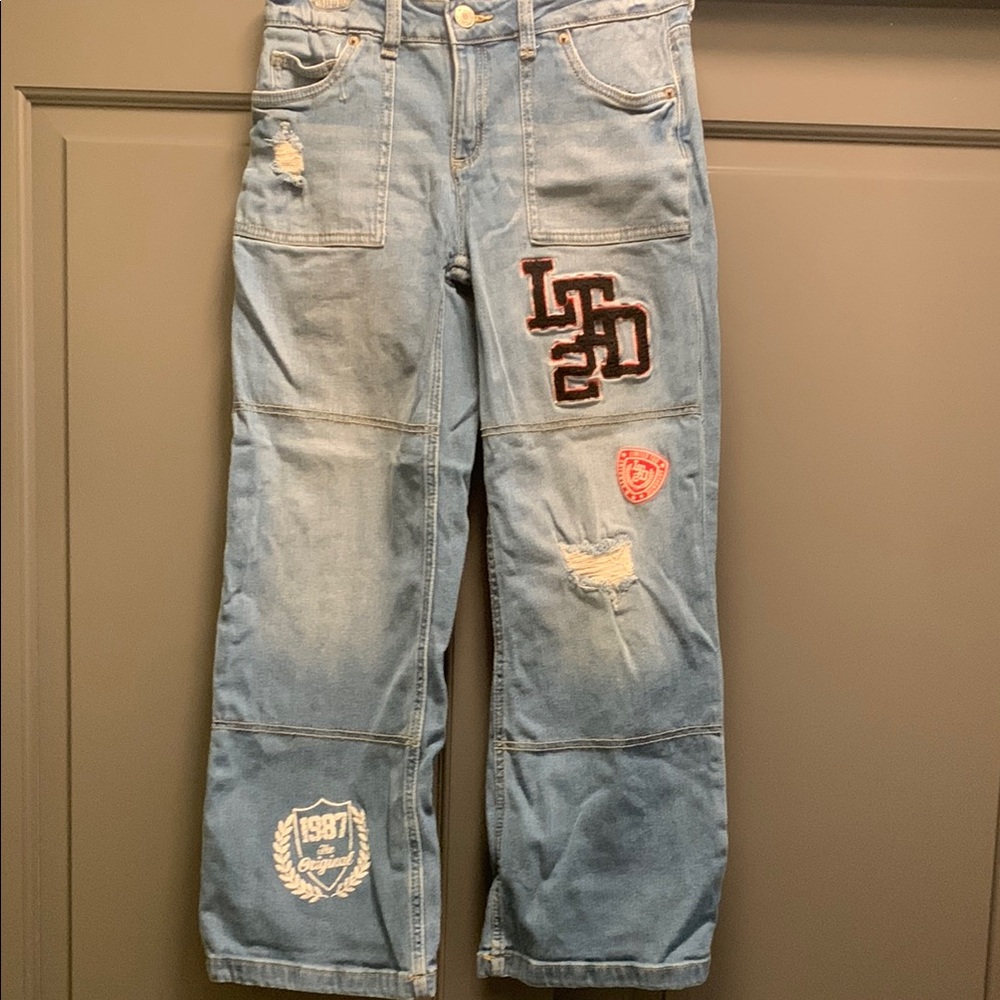 Limited Too Blue Relaxed Fit Jeans with Embroidered Patches